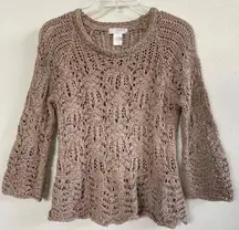 Kenar - Crochet Taupe Sweater