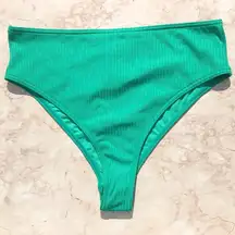 Vibrant Green Ribbed High Waisted  Bikini Bottoms