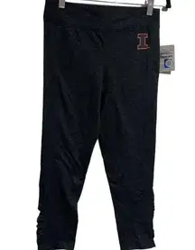 Illinois Illini legging cinch ruched hem Capri small stretch charcoal gray black