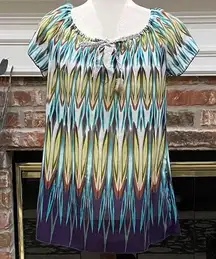 colorful chevron top with bow / S / Good condition*