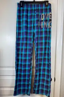 Victoria's Secret Plaid Teal Purple VS Pajama Pants Sequin Size XS EUC #5974