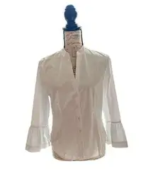 Veronica Beard Women’s Size 6 White Button Up Blouse with Bell Sleeves