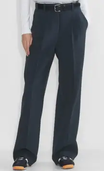 ARITZIA Effortless Linen Wide Leg Trouser Pants In Dark Night Navy Size 14 NWT