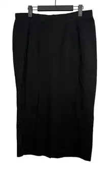 Eileen Fisher Pencil Midi Skirt SizePM Black Pull On Tencel Vented Stretch