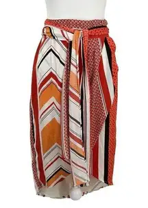 Banana Republic Tie Wrap Geo Skirt Orange White Size 4
