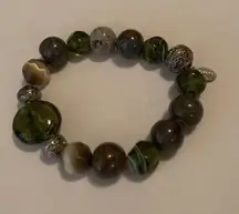 Signed Cookie Lee Costume Jewelry Bracelet Beaded Green