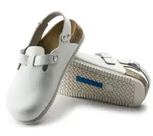 Birkenstock Tokio Super Grip Leather White Slide On Strap Clog Size EU 39