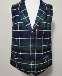 Chadwicks blue green plaid waistcoat vest size 18