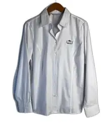 Cutter & Buck White Button Up Dress Shirt Long Sleeve "Elite Producer" Logo LG