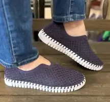 Isle Jacobsen tulip 139 flats slip on dark purple white womens size‎ 40 casual