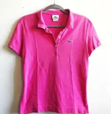 Lacoste Polo Regular Fit Soft Cotton Petit Piqué Polo Hot Pink Sz 44 (L) EUC