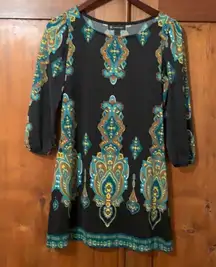 INC Black Turquoise Paisley Tunic 