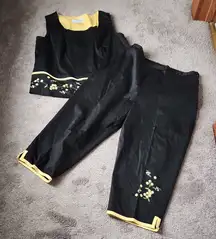 Sag Harbor Black/Yellow Two Piece Outfit Set SIZE 20W
