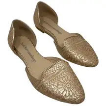 Amelia D'Orsay Rose Gold & Tan Slip On Flats Shoes Boho Floral