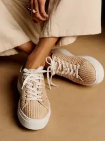 Sezane Mael Trainers - size 37 - USA size 6.5-7 Woven Raffia Platform Sneakers