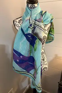 Colorful nautical scene large scarf