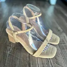 Rachel Zoe Classic Women's Tan Leather Stacked Heel Strappy Olivia Sandals Sz 8