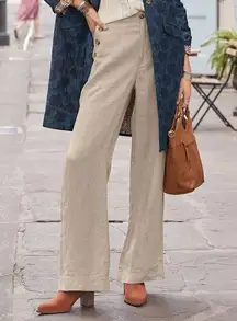 Sundance Oakley Easy Pants 100% Linen Wide Leg Size 8