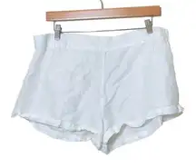 Lunya XL White Silk Linen Blend Elastic Waist Pocket Lounge Casual Sleep Shorts