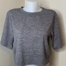 Women’s Size XS Crop Oversized Heathered Gray Grey Shirt Sleeve Shirt