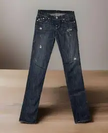Rock & Republic Jeans Slim Straight 26‎ Distressed Rhinestones Low Rise Western