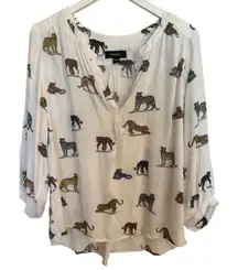 Karen Kane Animal Print Blouse Large