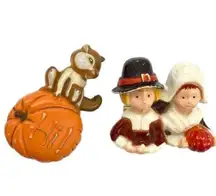 Vintage American Greeting Cards Fall Pumpkin Thanksgiving Brooch Pins