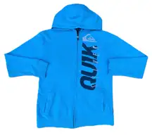 Blue Graphic Zip Up Hoodie Sweater