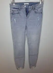 Pistola  Women's Size 26 Tapered Leg Jeans Blue Light Wash Denim Raw Hem Frayed