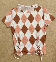 Fitz + Eddi Buckle Top Argyle Print Small