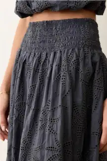 NEW Marine Layer Bae Eyelet Midi Skirt Indigo S