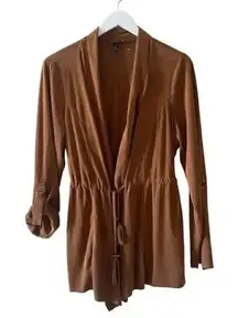 Torrid Orange Rust Soft Open Front Waist Tie Roll Up Sleeves Office Casual SZ 1X