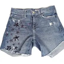 Anthropologie Pilcro and the letterpress slim boyfriend embroidered jean shorts
