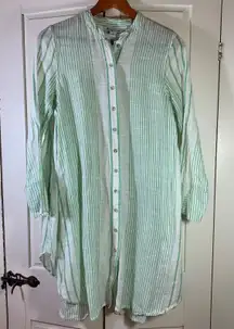 April Cornell Striped Button Down Tunic Top Boho‎ Gauze Womens S Semi Sheer READ