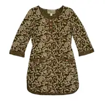 Nick Mo Dress Medium Green Knit‎ Long Sleeve Boho Fall Winter Cottagecore