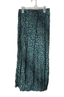 Elan  Blue Green Leopard Print Maxi Skirt Size Medium