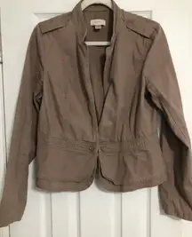 Loft tan brown‎ light weight jacket 100% cotton women size medium outdoor spring