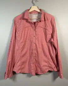 Orvis GINGHAM CHECK Casual Fishing Hiking Shirt Zip Pocket, Chamois Size XL