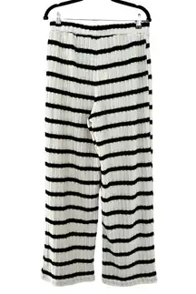 NWT MANGO Crochet Striped Black And White High Waist Pants Sz L