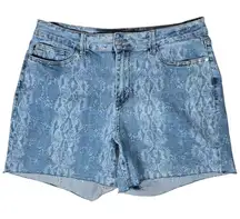 Judy‎ Blue Los Angeles Women's 1XL Blue Snake Print Denim Cutoff Shorts