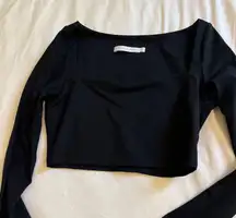 Susana Monaco Long Sleeve Crop Black Top