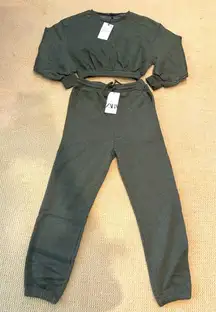 ZARA Long Sleeve Sweatsuit Set S
