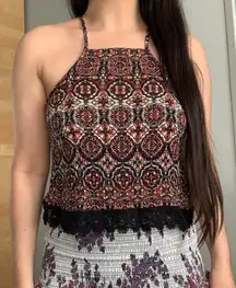 Twist Back Lace Knit Crop Top