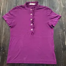 Tory Burch Ruffle Polo Shirt Women's Size Medium