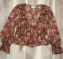 Bucket List Gold Floral Blouse Women’s Large