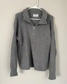 Old Navy Gray Shaker-Stitch Half Zip Pullover Sweater Size Medium