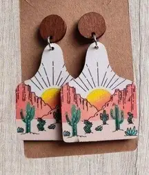 Western Women's Wooden Dangle Dessert Hypoallergenic Fashion Earrings Cowgirl