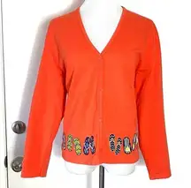 Orange Cotton Flip Flops Cardigan