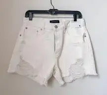 NWT Aeropostale 90's High Waist Cut-Off 4" Shorts in White, Size 8