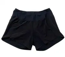 Black Elastic Pull On Swim Liner 5 Inch Inseam Lightweight Running Shorts